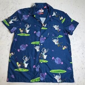 OppoSuits Rick and Morty Mens Medium Navy Blue Short Sleeve Button Down Shirt